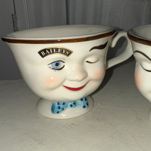 Vtg 1996 Bailey's Irish Cream Yum Boy Girl He She Winking Eye Coffee Tea Mugs 2 - Picture 8 of 9